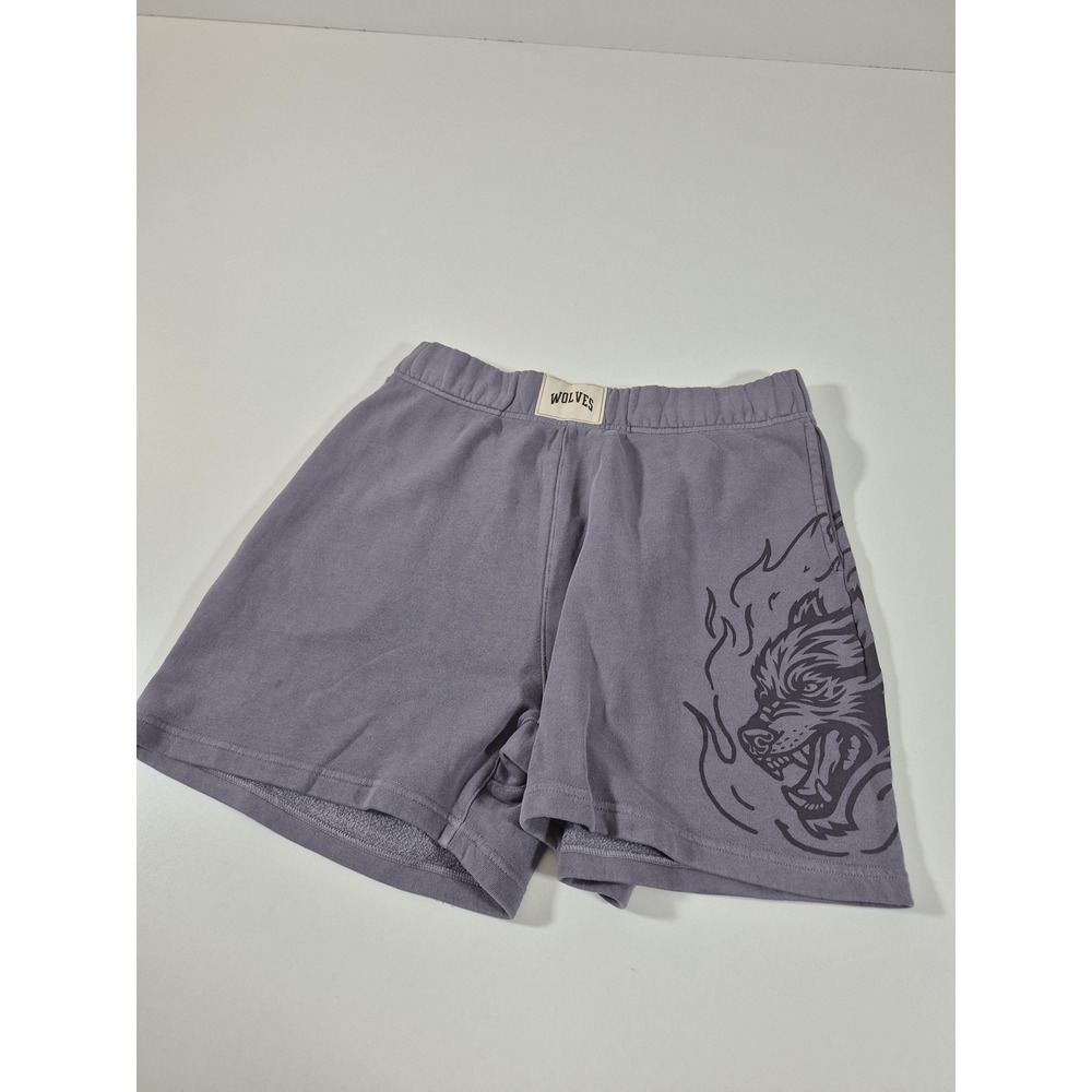 Dare Sport Sweat Shorts Mens Large Purple Wolf Graphic 6 Inseam Gym Training
